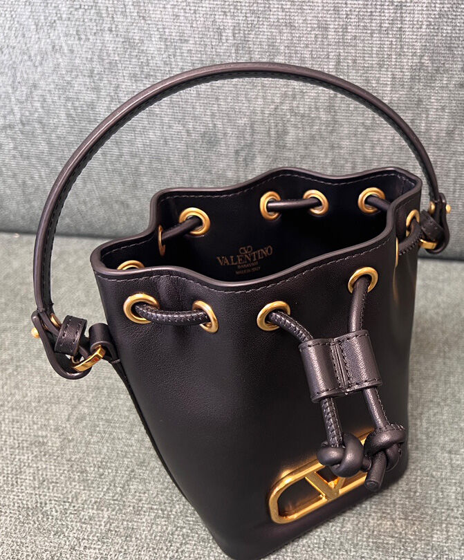 Valentino Mini Vlogo Signature Bucket Bag In Nappa Leather
